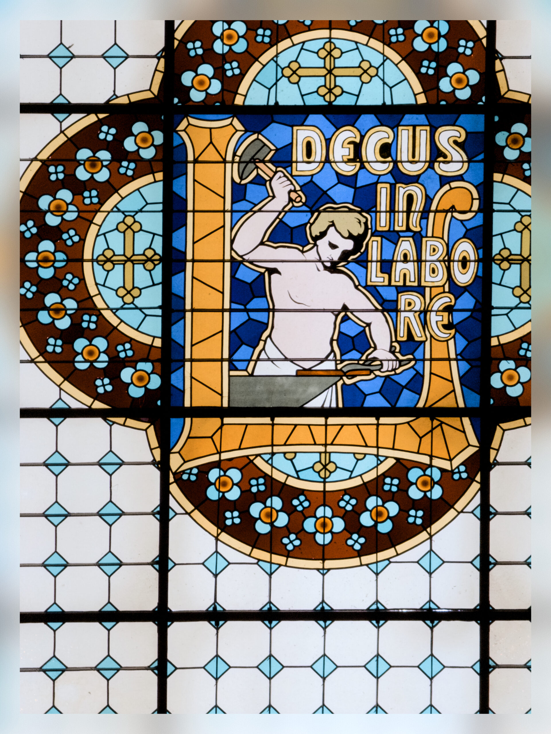 A decorative stained glass.