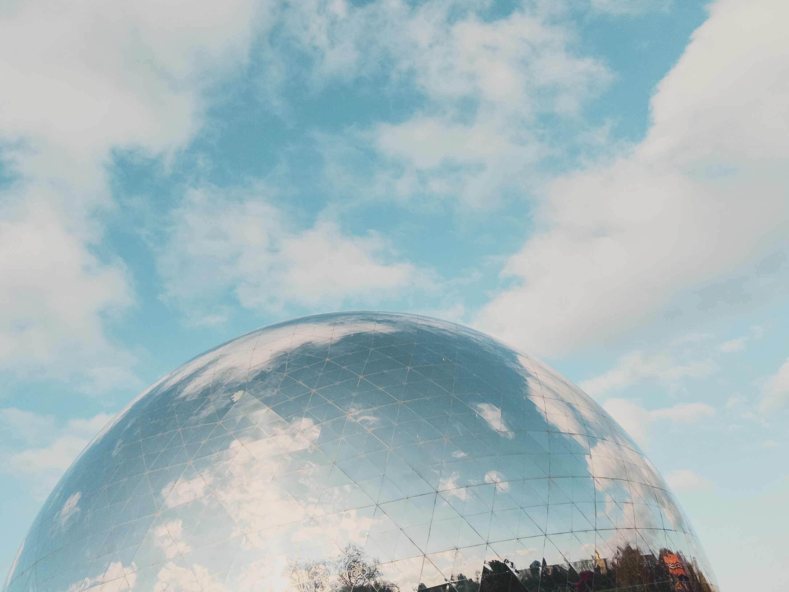 The top part of La Géode’s dome.